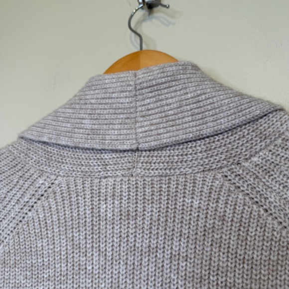 Ann Taylor | Shawl Collar Coatigan Open Front Oatmeal Knit Relaxed Cardigan - Picture 8 of 15